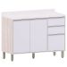 Balcão para Cozinha 120 cm 2 Portas 3 Gavetas Atenas Cinza Cristal