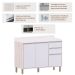 Balcão para Cozinha 120 cm 2 Portas 3 Gavetas Atenas Cinza Cristal