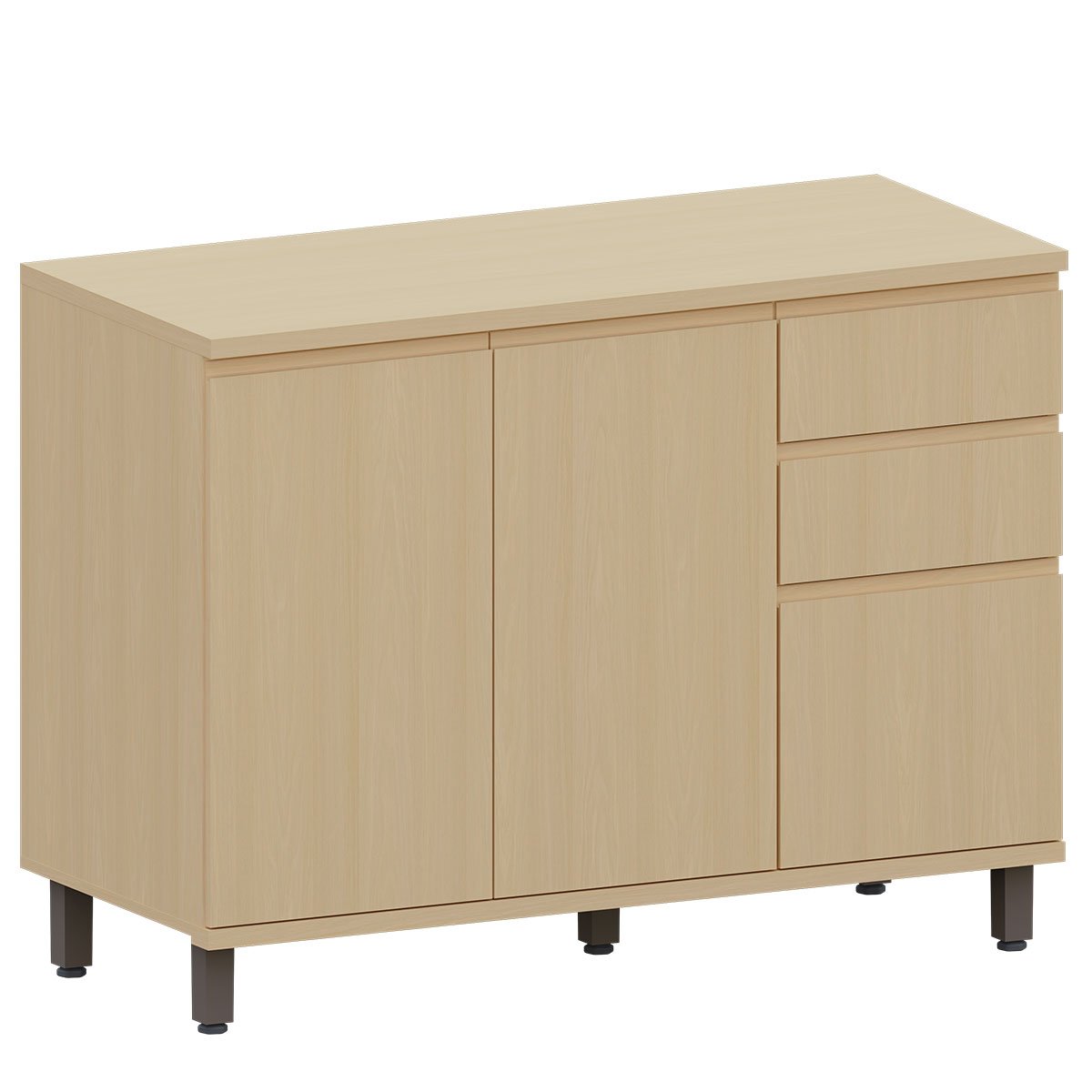 Balcão para Cozinha 120 cm 3 Portas 2 Gavetas Aurora Carvalho