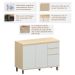 Balcão para Cozinha 120 cm 3 Portas 2 Gavetas Aurora Cinza Cristal