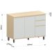 Balcão para Cozinha 120 cm 3 Portas 2 Gavetas Aurora Cinza Cristal