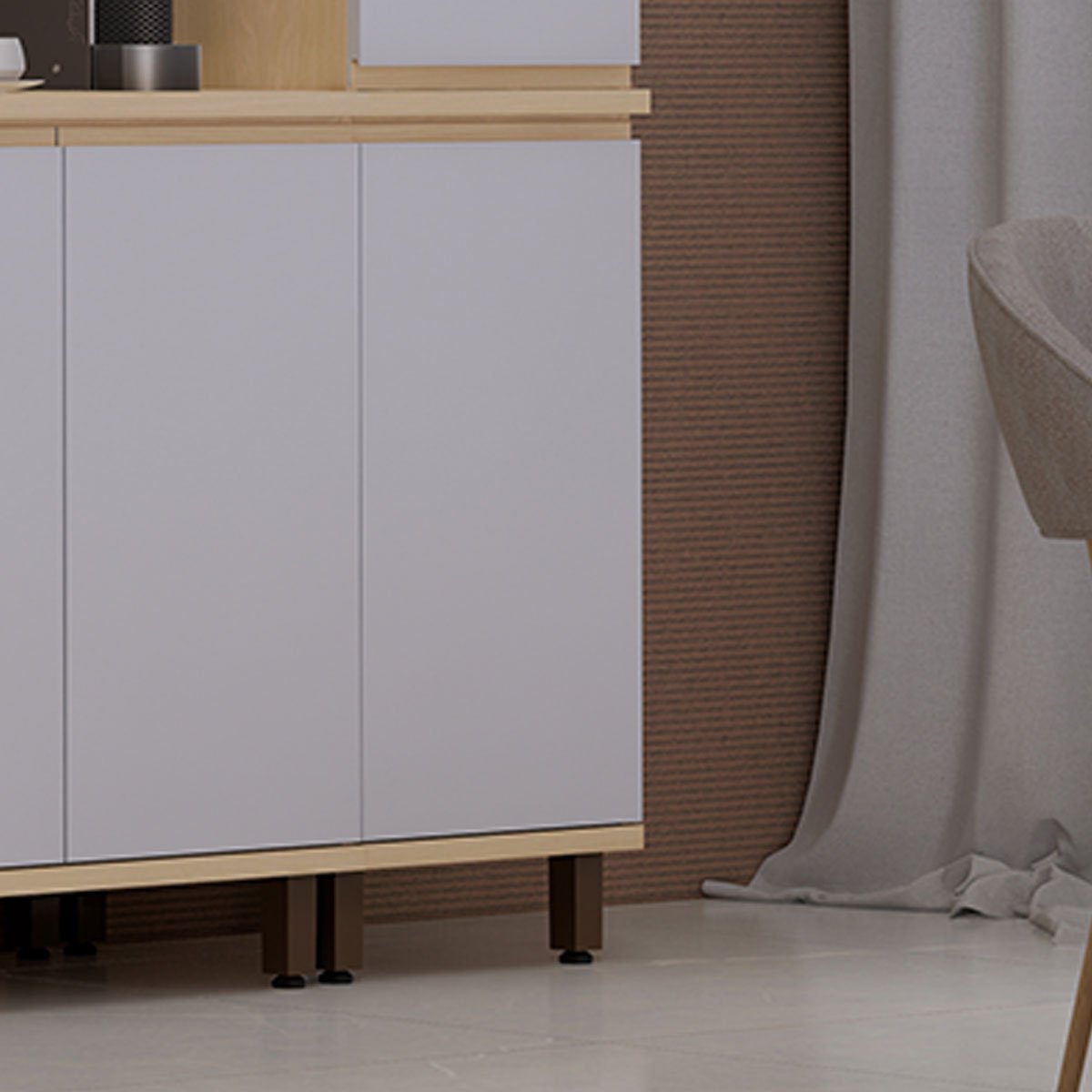 Balcão para Cozinha 20 cm 1 Porta MDF/MDP Aurora Cinza Cristal
