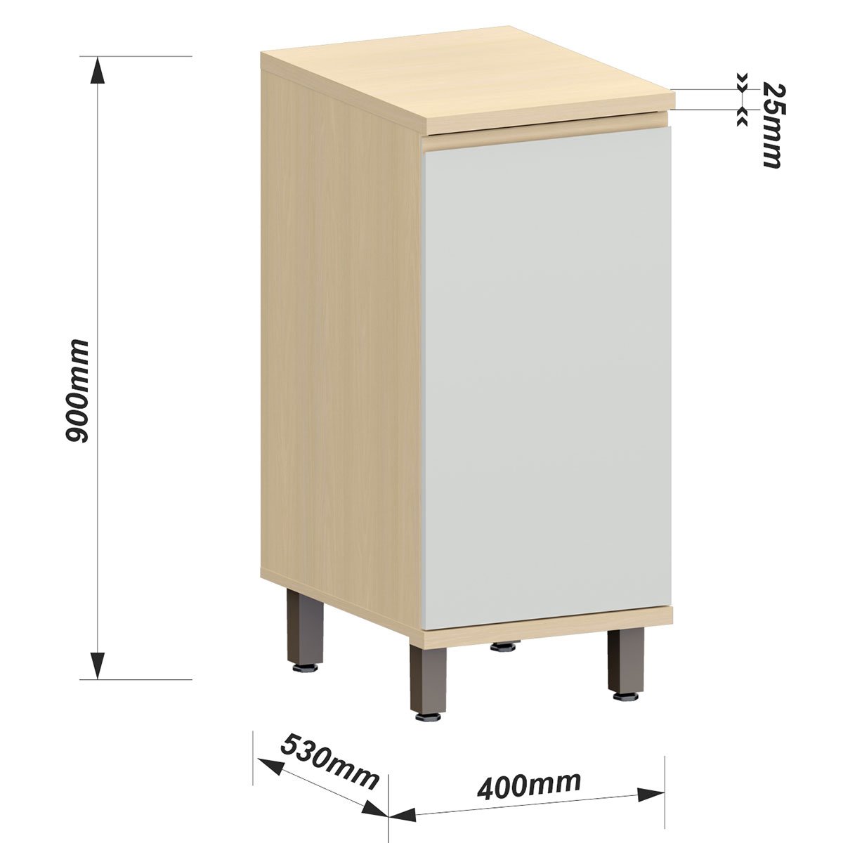 Balcão para Cozinha 40 cm 1 Porta MDF/MDP Aurora Cinza Cristal