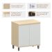 Balcão para Cozinha 80 cm 2 Portas MDF/MDP Aurora Cinza Cristal