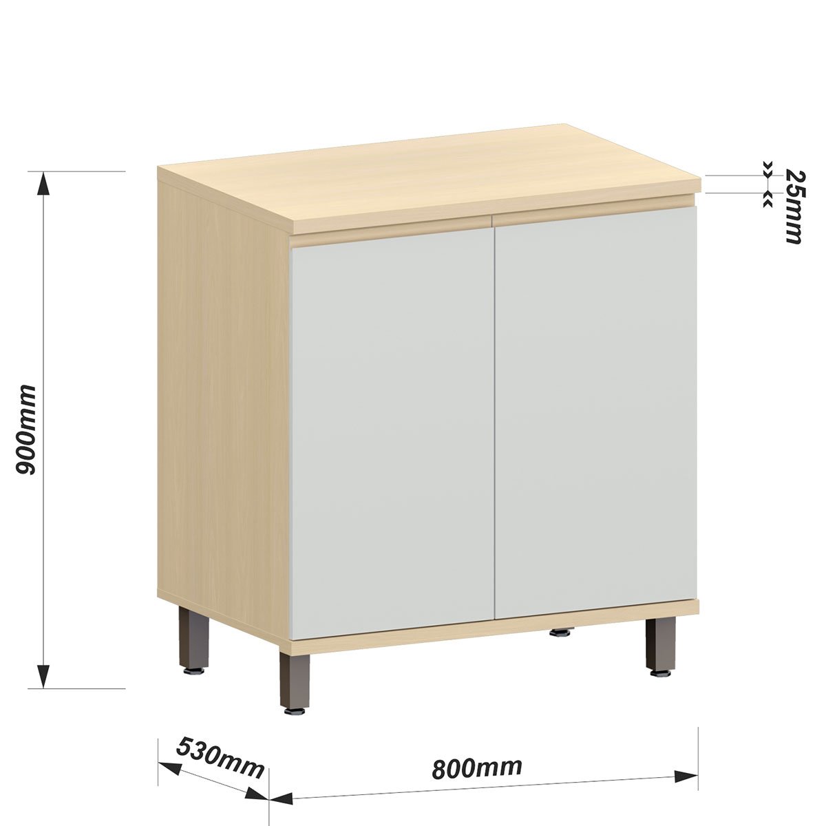Balcão para Cozinha 80 cm 2 Portas MDF/MDP Aurora Cinza Cristal