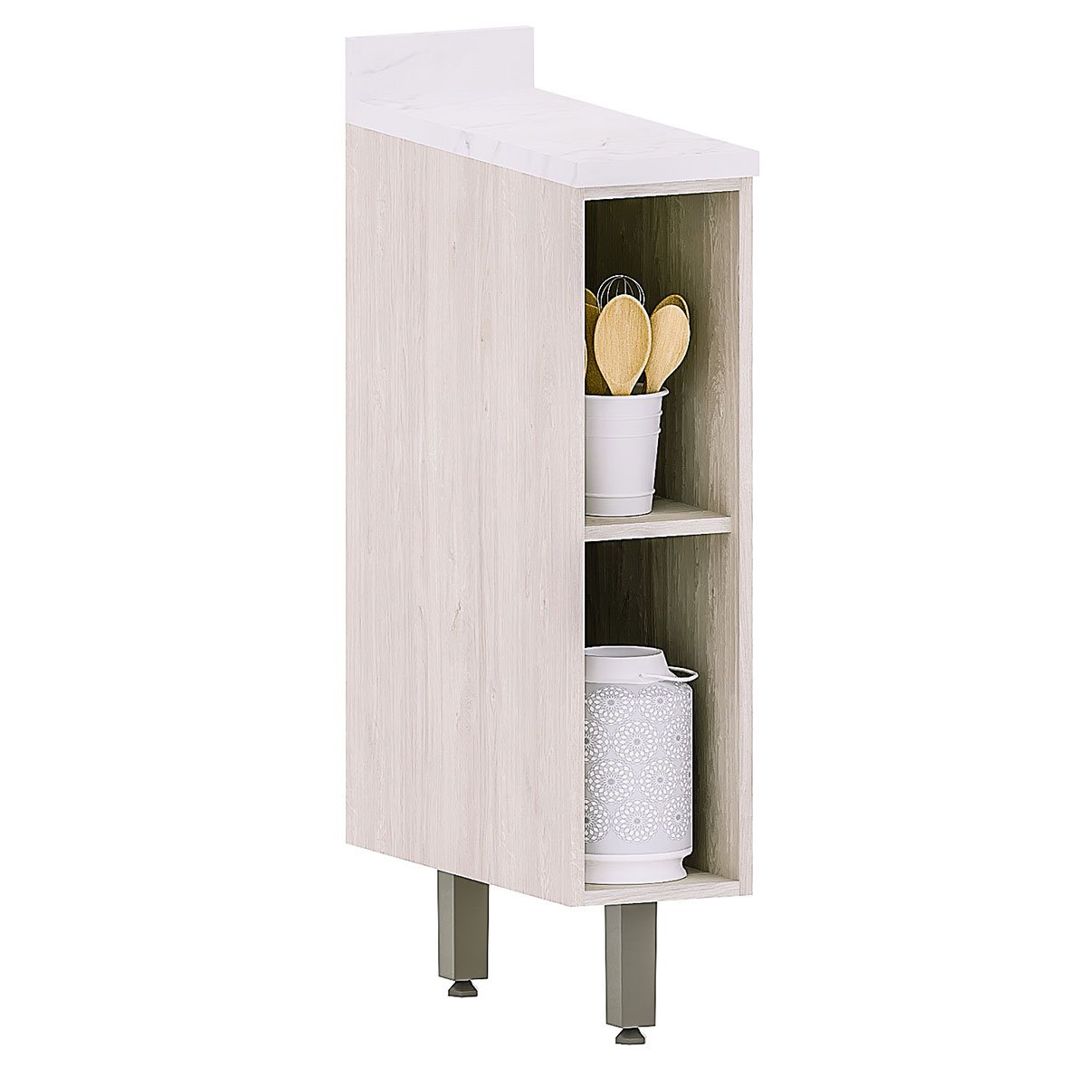 Balcão para Cozinha Modulada 20 cm 1 Porta Atenas Cinza Cristal