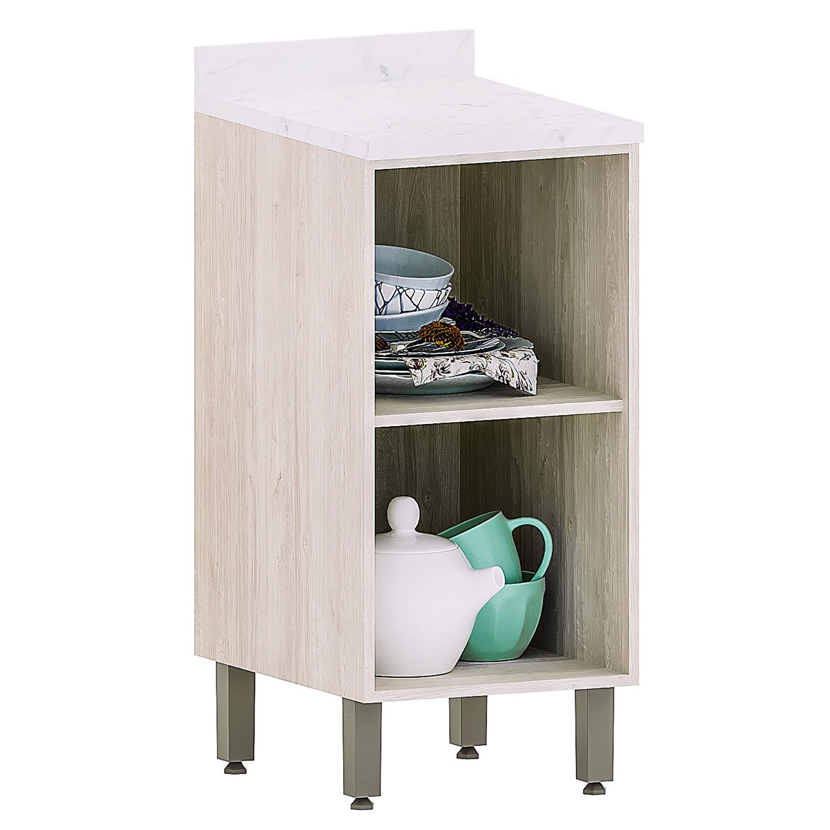 Balcão para Cozinha Modulada 40 cm 1 Porta Atenas Cinza Cristal