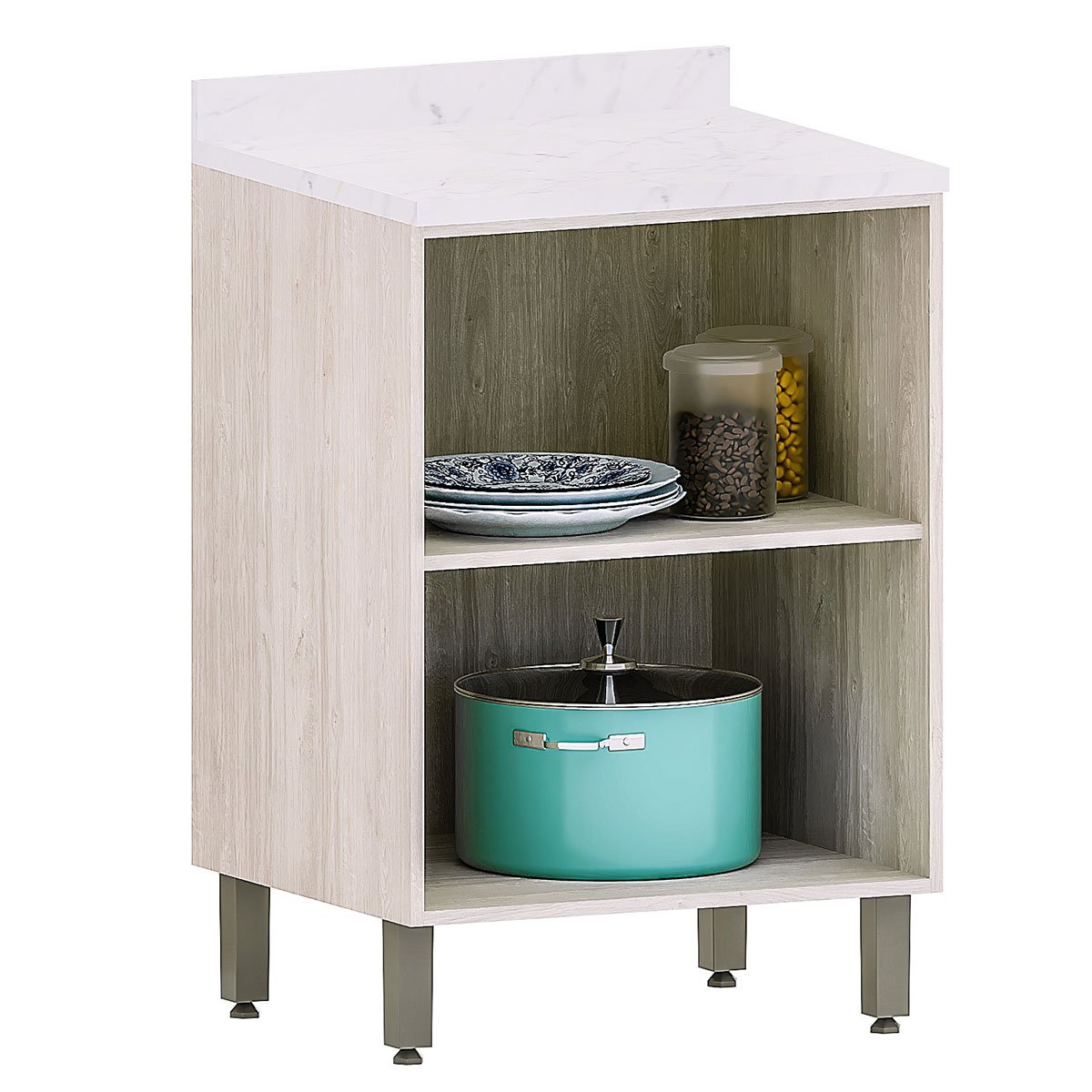 Balcão para Cozinha Modulada 60 cm 2 Portas Atenas Cinza Cristal
