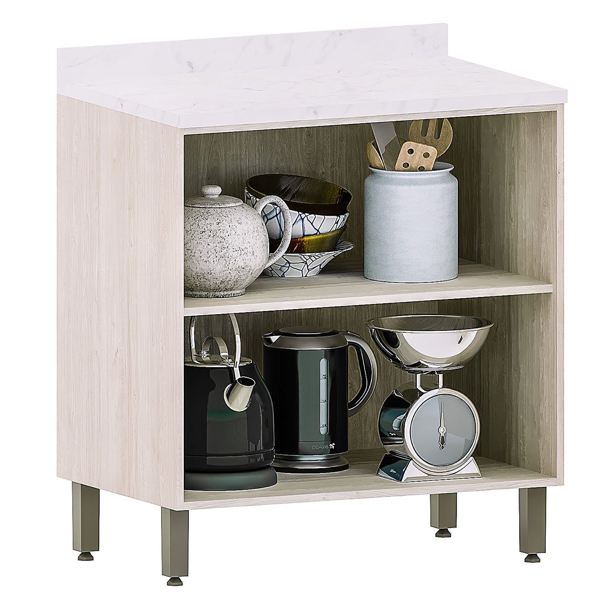 Balcão para Cozinha Modulada 80 cm 2 Portas Atenas Cinza Cristal