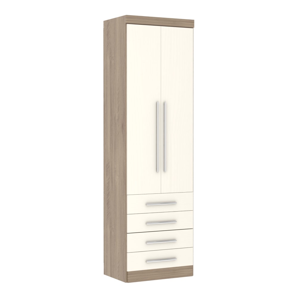 Guarda Roupa 2 Portas 4 Gavetas c/ Cabideiro - Areia - Módulo Dormitório Master