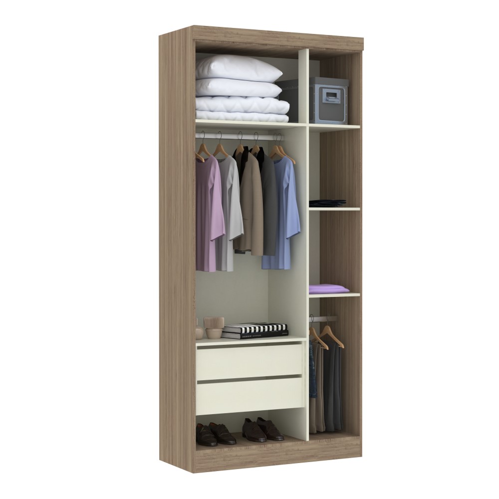 Guarda Roupa 3 Portas 2 Gavetas Internas - Módulo Dormitório Master - Guarda Roupas Modulado Luciane