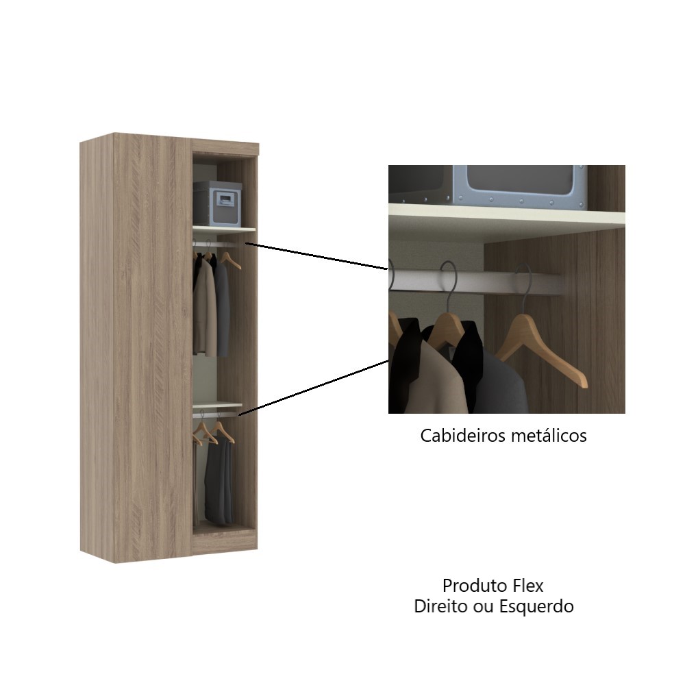 Guarda Roupa Canto Reto 1 Porta - Módulo Dormitório Master - Guarda Roupas Modulado Luciane