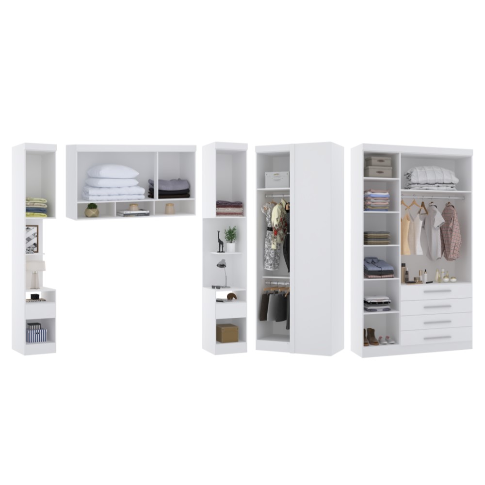 Guarda Roupa Dormitório Modulado Alpes Casal 1,38 m Canto - Roupeiro Luciane M03