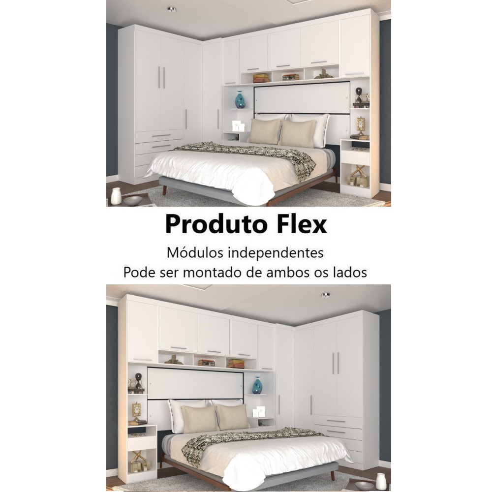 Guarda Roupa Dormitório Modulado Alpes Casal 1,38 m Canto - Roupeiro Luciane M03