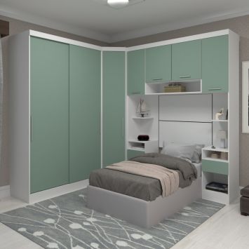 Guarda Roupa Dormitório Modulado Alpes Solteiro Canto c/ 2 Portas de Correr - Luciane M01