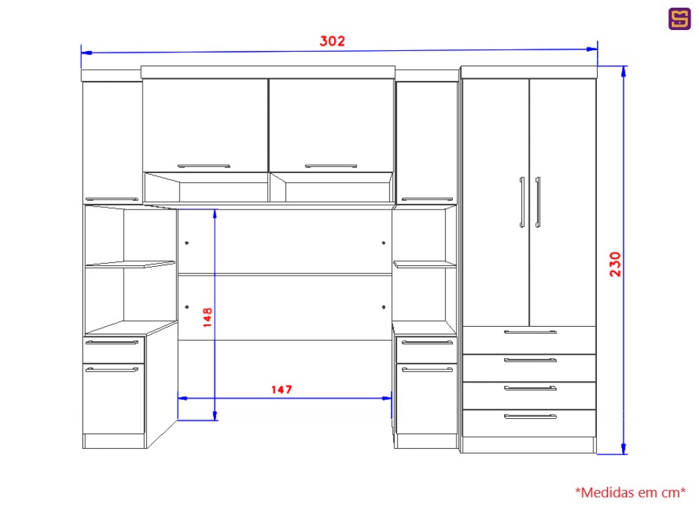 Guarda Roupa Dormitório Modulado Master Casal 1,38 m - Avelã Rústico e Areia - Luciane M01