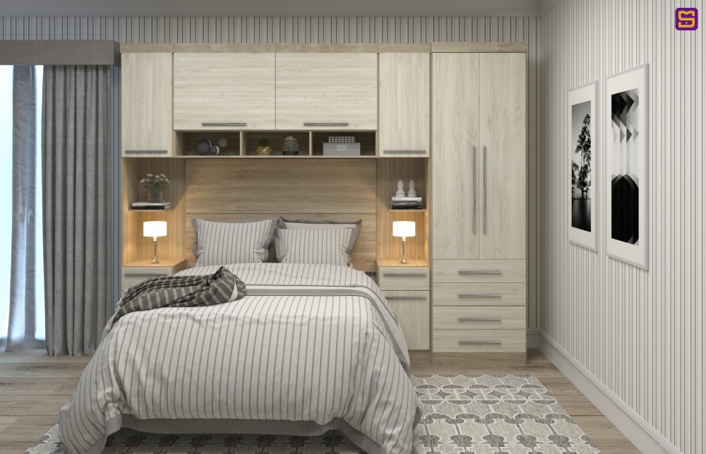 Guarda Roupa Dormitório Modulado Master Casal 1,38 m - Avelã Rústico e Ártico Rústico - Luciane M01