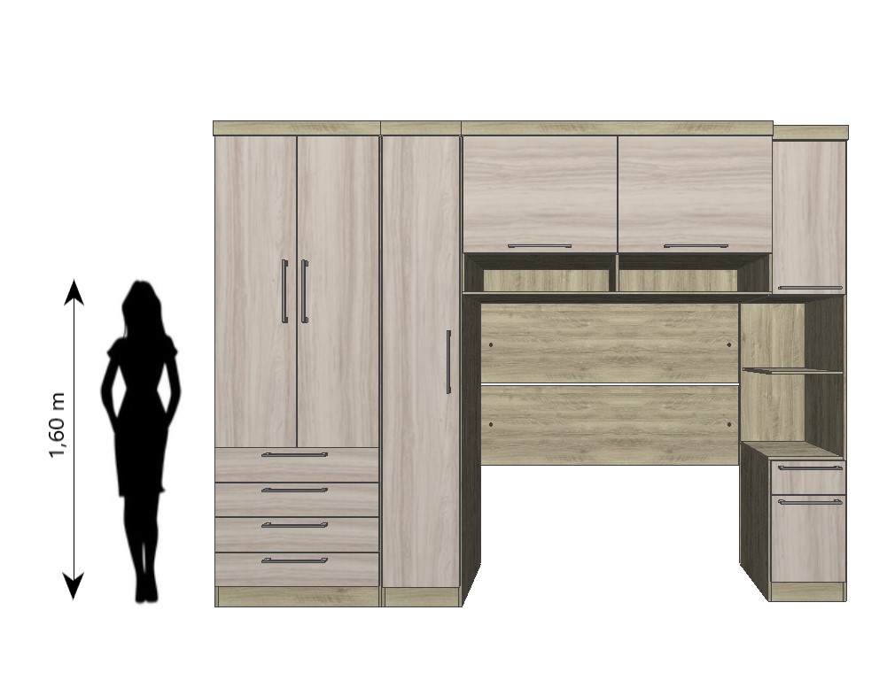 Guarda Roupa Dormitório Modulado Master Casal 1,38 m - Avelã Rústico e Ártico Rústico - Luciane M02