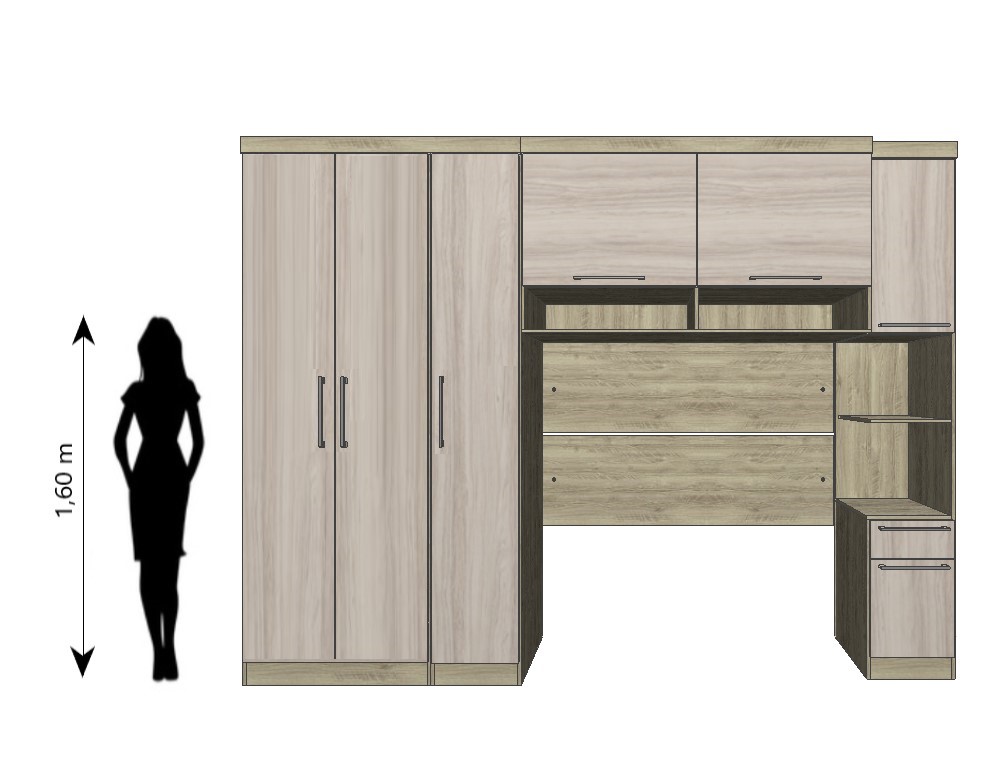 Guarda Roupa Dormitório Modulado Master Casal 1,38 m - Avelã Rústico e Ártico Rústico - Luciane M03