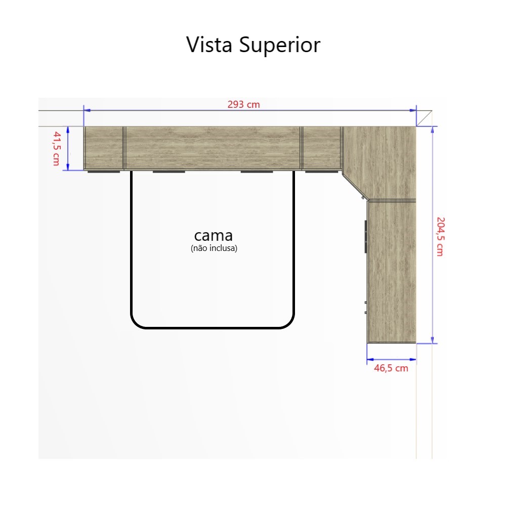 Guarda Roupa Dormitório Modulado Master Casal 1,38 m Canto - Avelã Rústico e Areia - Luciane M04