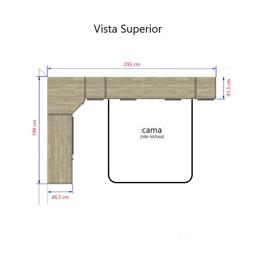 Guarda Roupa Dormitório Modulado Master Casal 1,38 m Canto c/ Painel Giratório p/ TV - Luciane M14