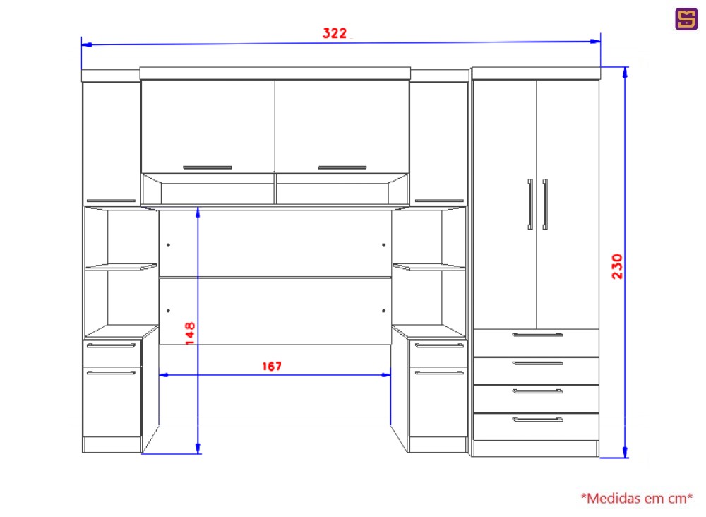 Guarda Roupa Dormitório Modulado Master Casal 1,58 m Queen - Avelã Rústico e Areia - Luciane M01
