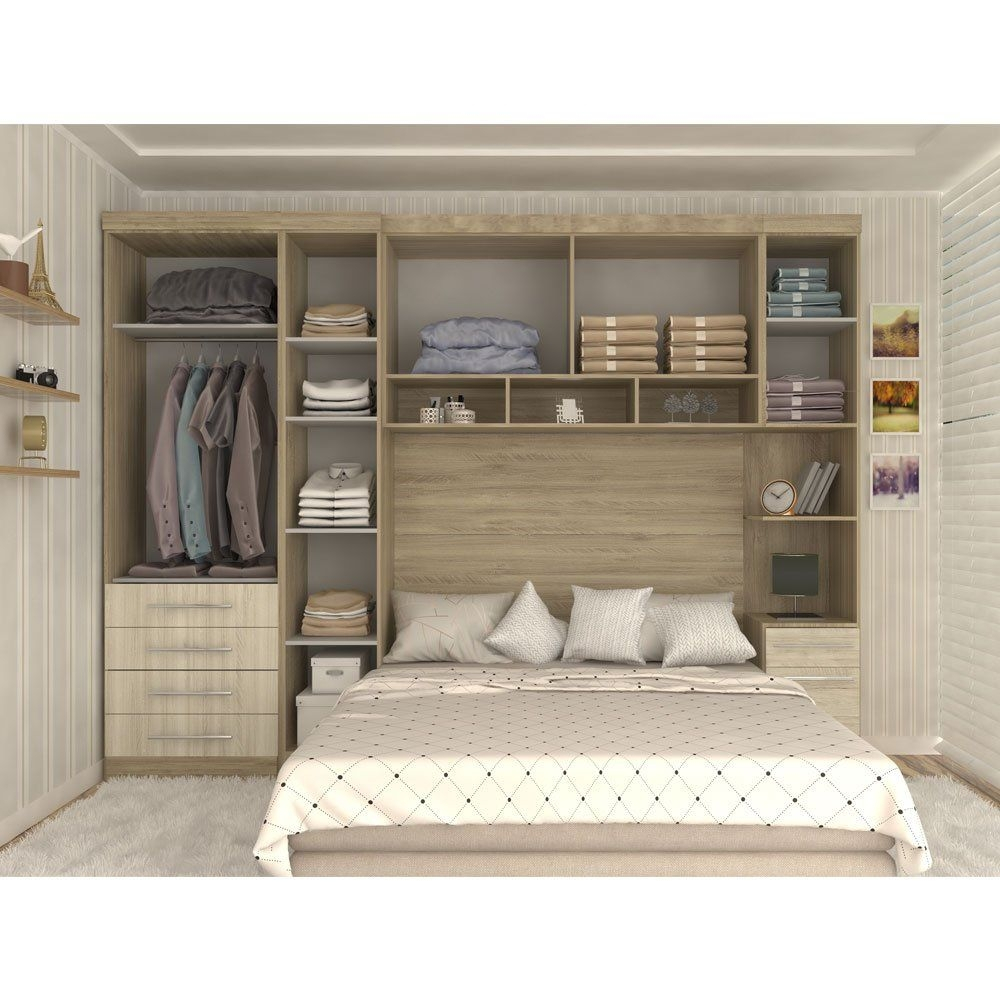 Guarda Roupa Dormitório Modulado Master Casal 1,58 m Queen - Avelã Rústico e Ártico Rústico - Luciane M02