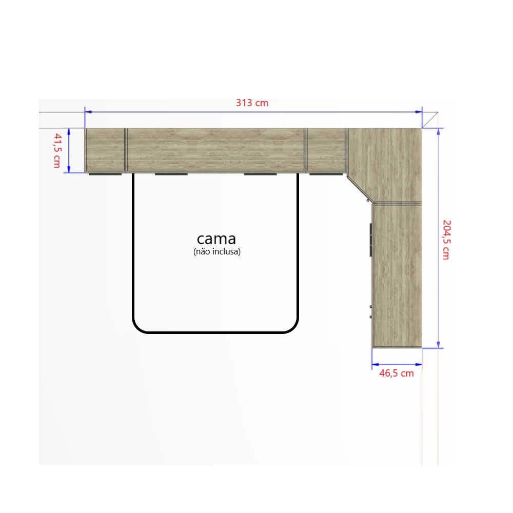 Guarda Roupa Dormitório Modulado Master Casal 1,58 m Queen Canto - Avelã Rústico e Areia - Luciane M04