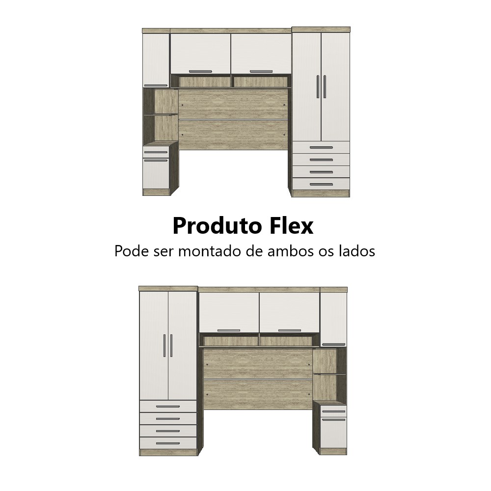 Guarda Roupa Dormitório Modulado Master Casal Queen 1,58 m - Avelã Rústico e Areia - Luciane M12