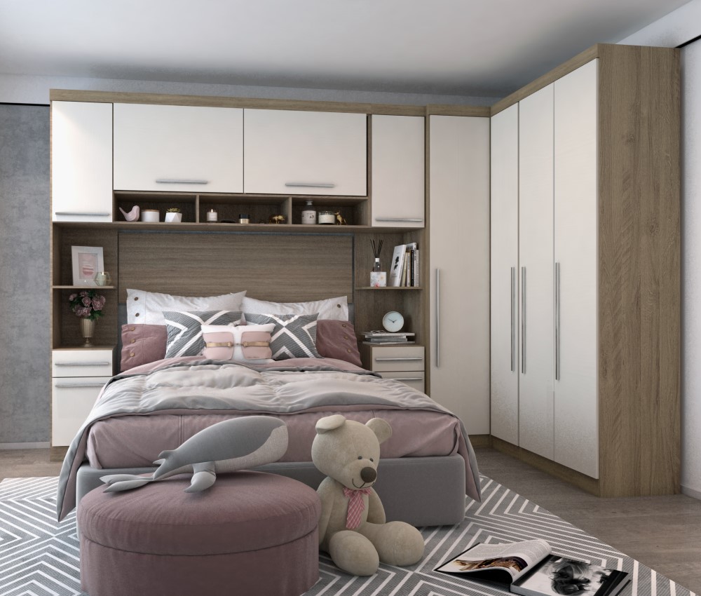 Guarda Roupa Dormitório Modulado Master Casal Queen 1,58 m Canto - Avelã Rústico e Areia - Luciane M19