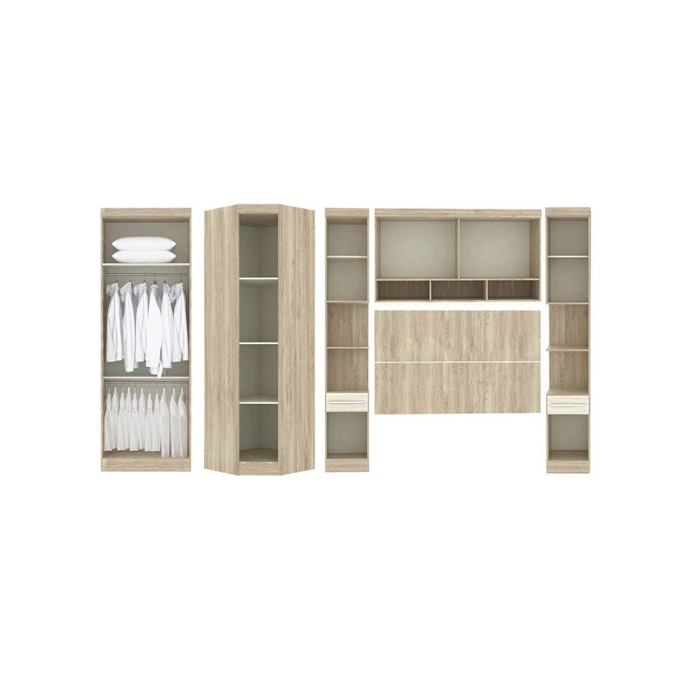 Guarda Roupa Dormitório Modulado Master Casal Queen 1,58 m Canto - Avelã Rústico e Ártico Rústico - Luciane M13