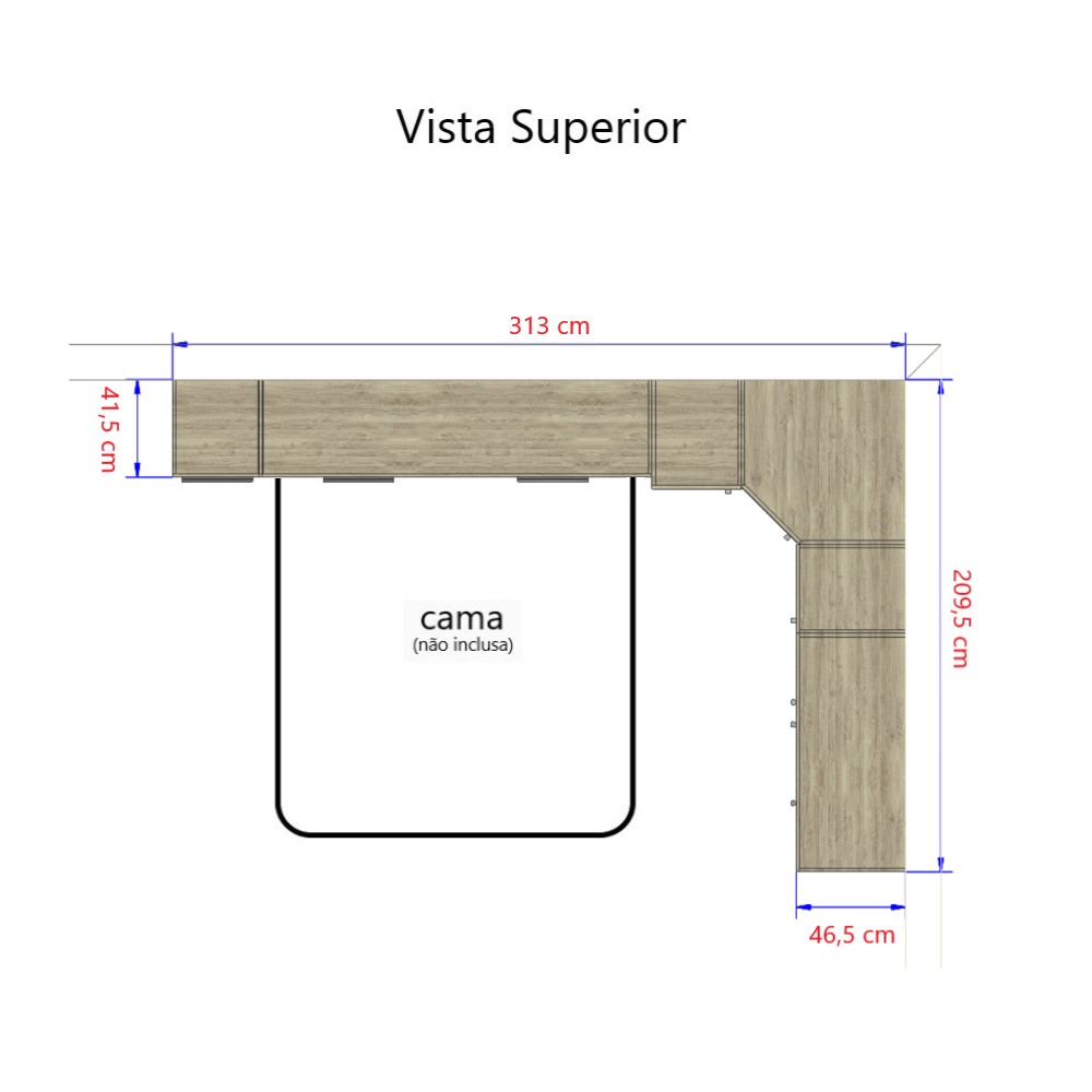 Guarda Roupa Dormitório Modulado Master Casal Queen 1,58 m Canto - Avelã e Ártico Rústico - Luciane M16