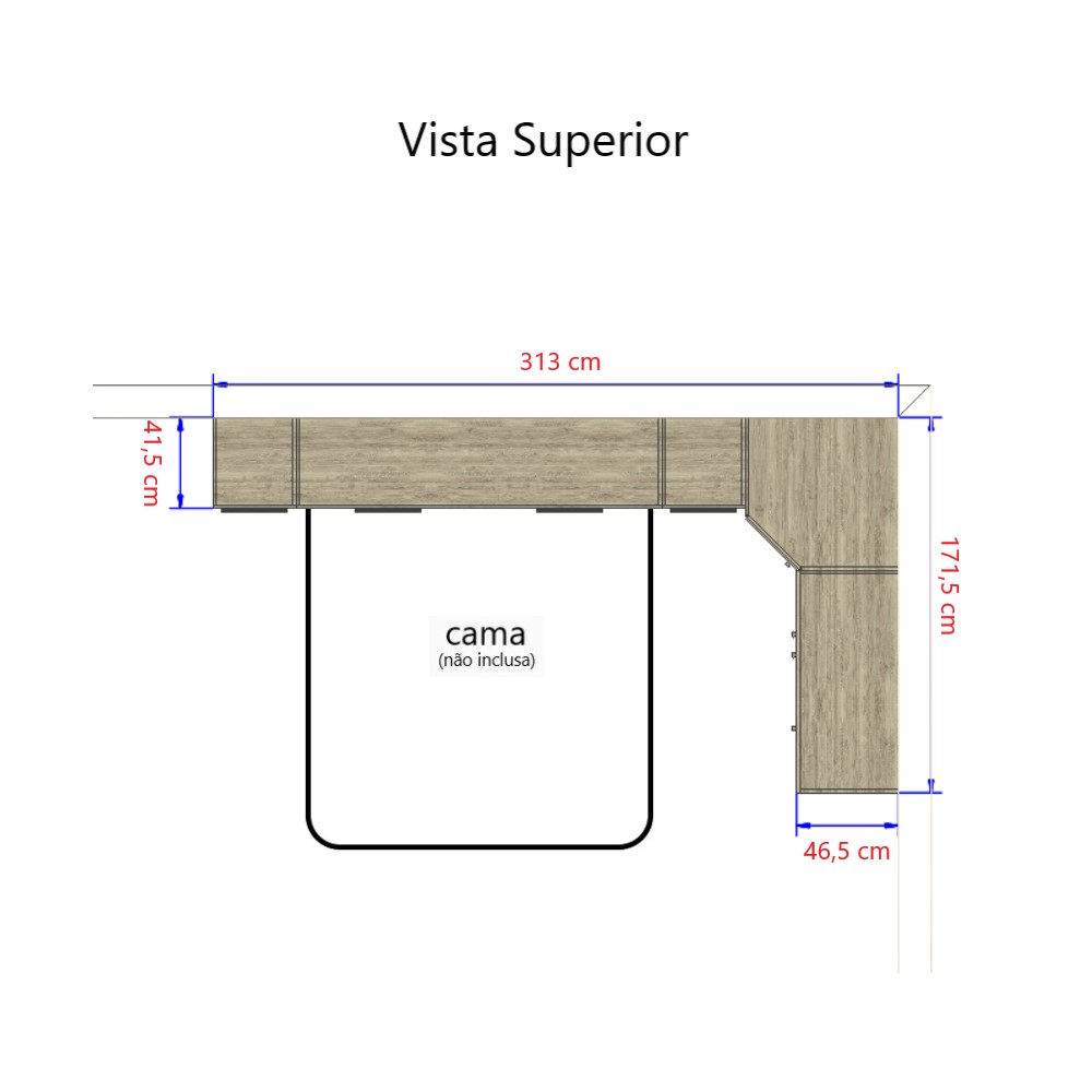 Guarda Roupa Dormitório Modulado Master Casal Queen 1,58 m Canto - Avelã e Ártico Rústico - Luciane M17