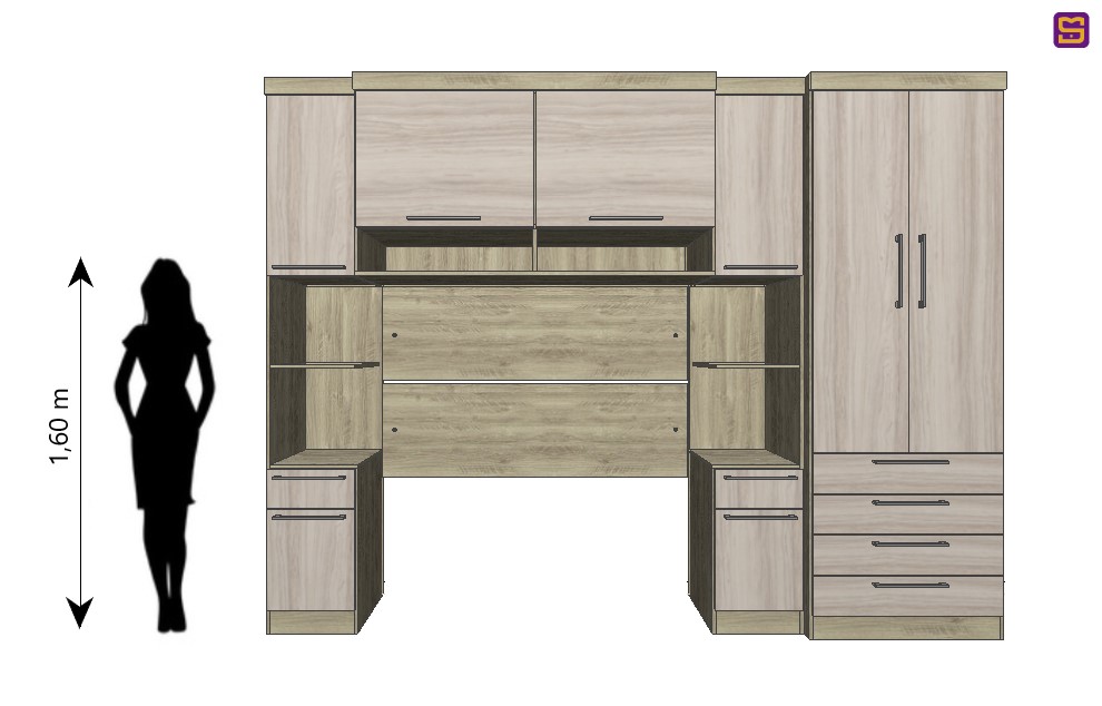Guarda Roupa Dormitório Modulado Master Solteiro - Avelã Rústico e Ártico Rústico - Luciane M01