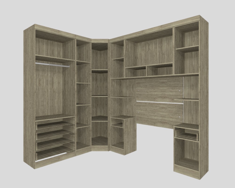 Guarda Roupa Dormitório Modulado Master Solteiro Canto - Roupeiro Luciane M02
