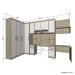 Guarda Roupa Dormitório Modulado Master Solteiro Canto c/ Mesa Escrivaninha Nicho - Avelã Rústico e Areia - Luciane M03