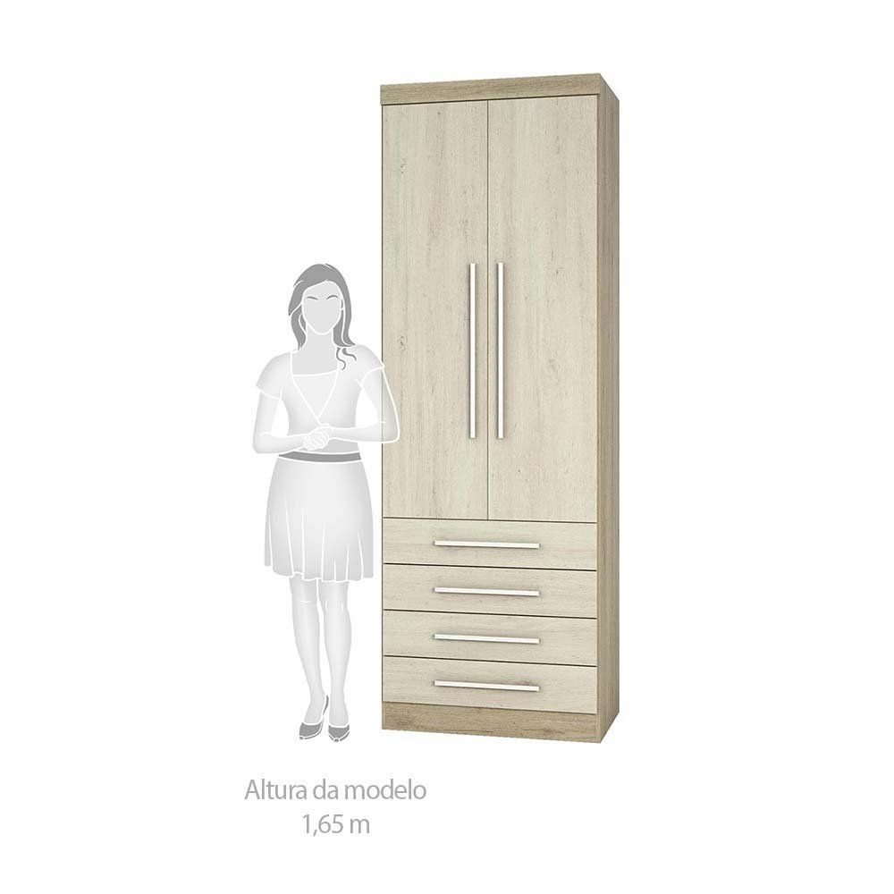 Guarda Roupa Roupeiro Modulado Master 2 Portas 4 Gavetas - Avelã Rústico e Ártico Rústico - Luciane