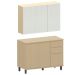Kit Armário Aéreo 3 Portas e Balcão de Cozinha 120 cm Aurora Cinza Cristal Pet/Carvalho