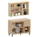 Kit Armário Aéreo 3 Portas e Balcão de Cozinha 120 cm Aurora Cinza Cristal Pet/Carvalho