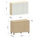 Kit Armário Aéreo 3 Portas e Balcão de Cozinha 120 cm Aurora Cinza Cristal Pet/Carvalho