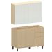 Kit Armário Aéreo 3 Portas e Balcão de Pia 120 cm Aurora Cinza Cristal Pet/Carvalho