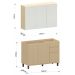 Kit Armário Aéreo 3 Portas e Balcão de Pia 120 cm Aurora Cinza Cristal Pet/Carvalho