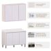 Kit Armário Aéreo com Balcão de Cozinha 120 cm Atenas Cinza Cristal