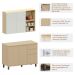 Kit Armário Aéreo com Nicho e Balcão de Cozinha 120 cm Aurora Cinza Cristal Pet/Carvalho