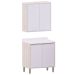 Kit Armário Aéreo e Balcão 2 Portas 80 cm Atenas Cinza Cristal