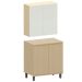 Kit Armário Aéreo e Balcão 2 Portas 80 cm Aurora Cinza Cristal Pet/Carvalho