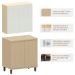 Kit Armário Aéreo e Balcão 2 Portas 80 cm Aurora Cinza Cristal Pet/Carvalho