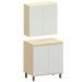 Kit Armário Aéreo e Balcão 2 Portas 80 cm Aurora Cinza Cristal Pet/Cinza Cristal