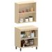 Kit Armário Aéreo e Balcão 2 Portas 80 cm Aurora Cinza Cristal Pet/Cinza Cristal