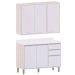 Kit Armário Aéreo e Balcão de Cozinha 120 cm 3 Portas Atenas Cinza Cristal